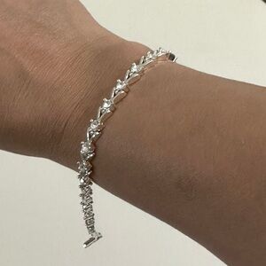 Avon excellent silver tone and crystal tennis bracelet
